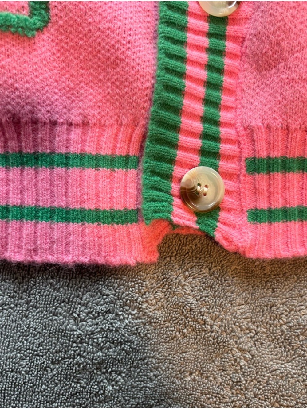 NWT Hallie Pink and Green Geometric  Pattern Cardigan Sweater - Picture 8 of 8